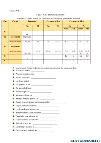 Fisa pronumele personal 7