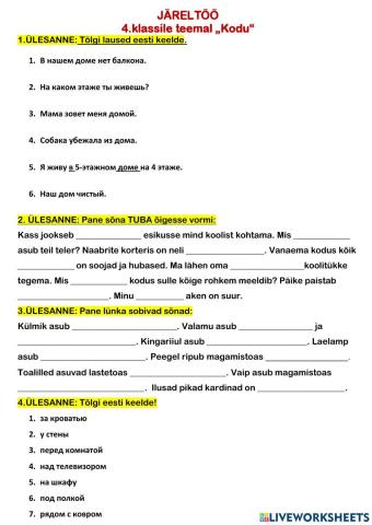 4kl-JÄRELTÖÖ -Kodu-