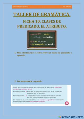 Taller de gramática. Ficha 10.
