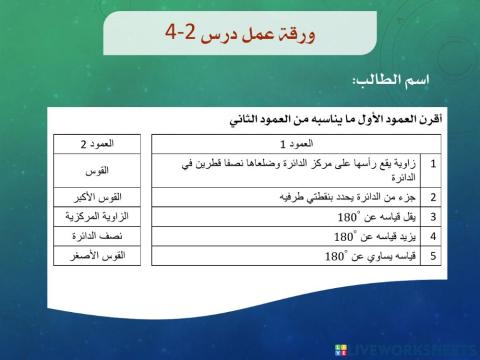 ورقة عمل درس 2-4 رياضيات 2