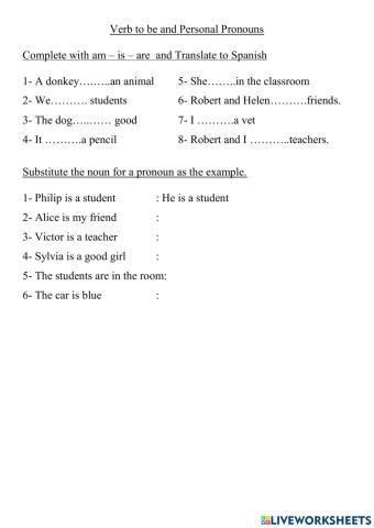 Verb to be and pronouns