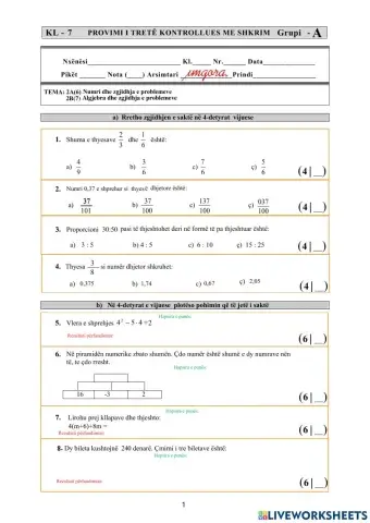 Provimi i trete G-A, KL-7, 2020-2021