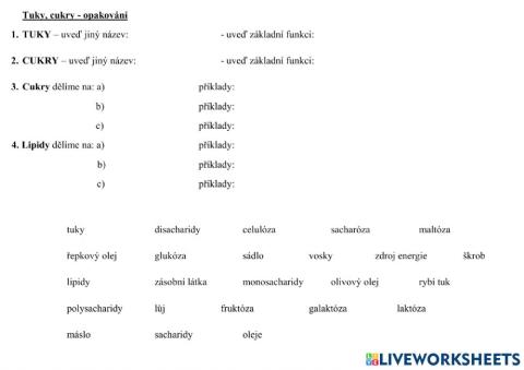 Tuky, cukry