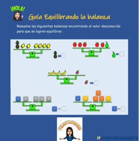 Guía equilibrar la balanza, ecuaciones