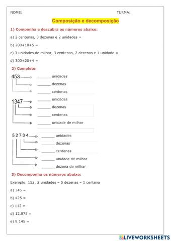 Composição de Decomposição de Numerias
