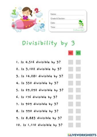 Divisibility by 3 (HuntersWoodsPH Math)