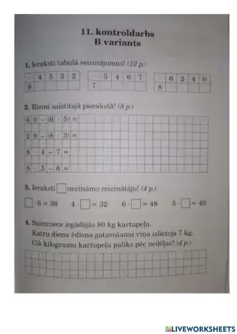 Pārbaudes darbs matemātikā