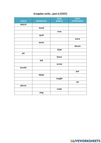 Irregular verbs - part 4