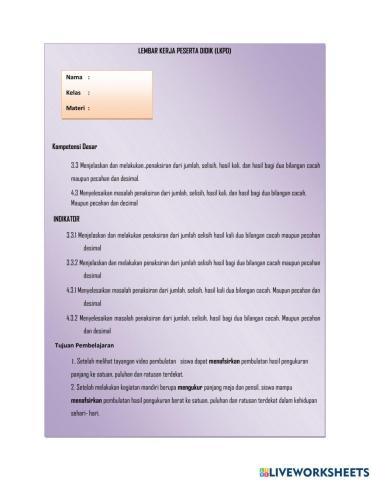 Lkpd matematika sd kelas 4