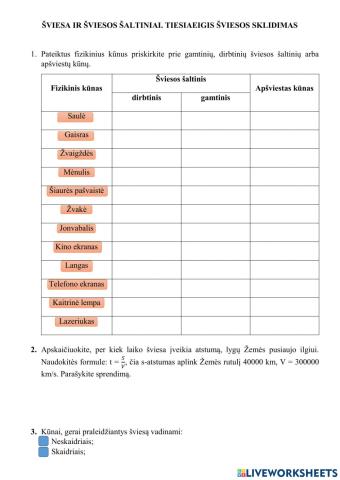 Šviesa ir jos šaltiniai