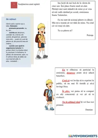 Sustinerea unei opinii intuitext