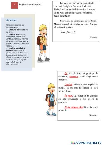 Sustinerea unei opinii intuitext