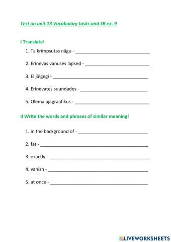 I Love English 5 unit 13 vocabulary