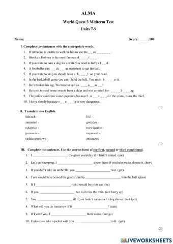 World quest 3 units 7-9