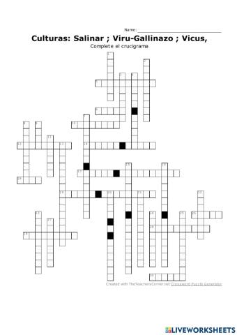 Crucigrama Culturas Salinar - Viru - Vicus