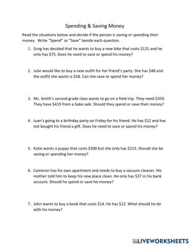 Spending & Saving Money