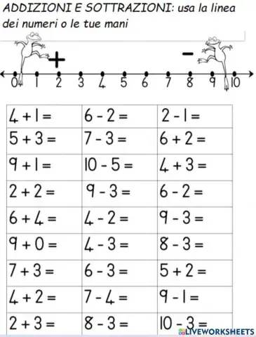 Addizioni e sottrazioni entro il 10
