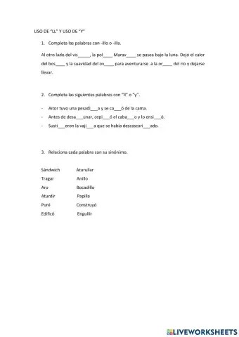 Uso de la -ll- y de la -y-
