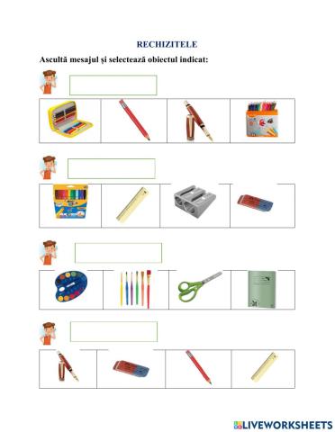 Evaluarea limbajului receptiv- Rechizitele