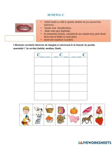 Exerciții pentru pronunția corectă a sunetului C