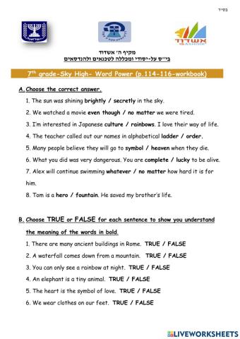 Sky High- word power p 114-115 WB