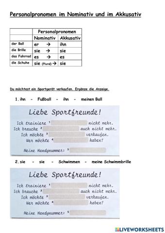 Personalpronomen im Akkusativ