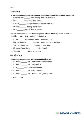 Solutions Unit 4 short test