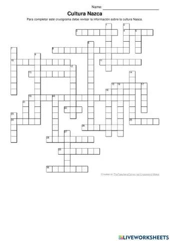 Crucigrama Cultura Nazca