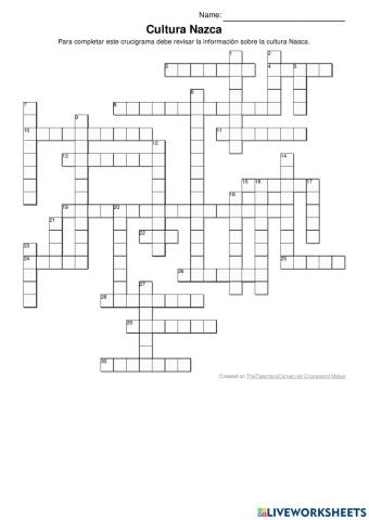 Crucigrama Cultura Nazca