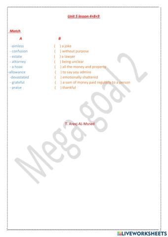 Unit5 lesson 4+8+9 mega goal 2