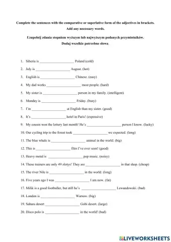 Comparative or superlative