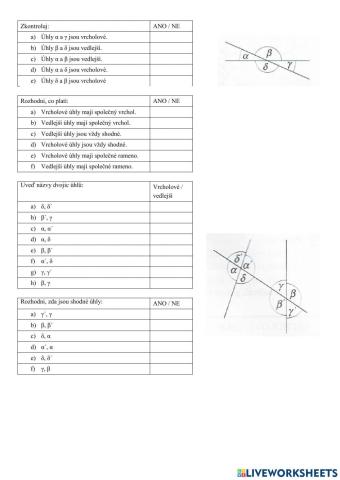 Vedlejší a vrcholové úhly