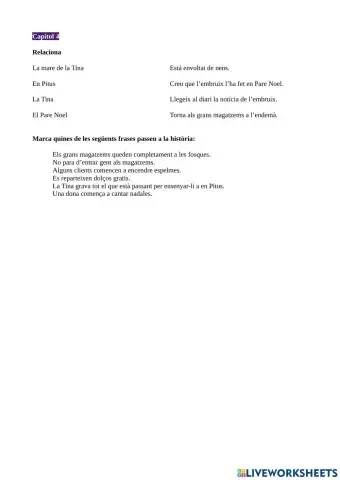 Comprensió lectora Tina Superbruixa i l'embruix de Nadal Cap.4