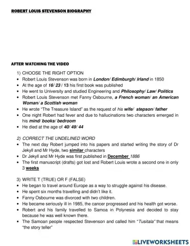 Robert Louis Stevenson Biography