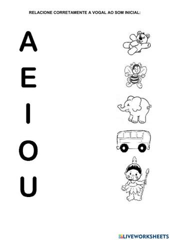 Relacione a vogal à figura