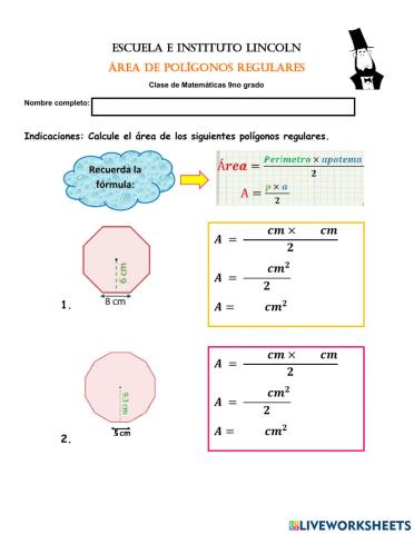 Área de polígonos regulares