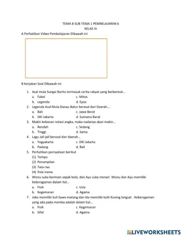 Tema 8 Sub Tema 1 Pembelajaran 6
