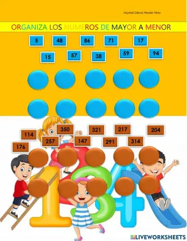 Organiza de mayor a menos