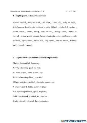 Shoda přísudku s podmětem