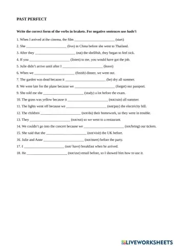 Past Perfect: affirmative & negative