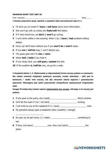 Klasa 8 0,1 conditional