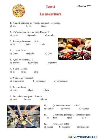 Test 4 La nourriture