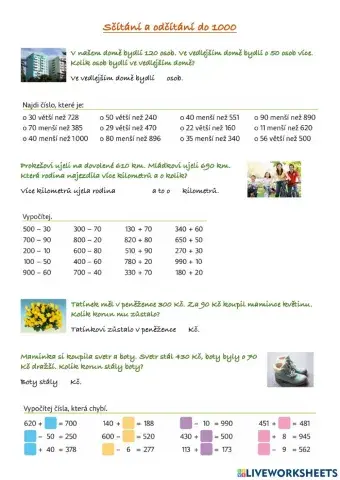 Sčítání a odčítání do 1000