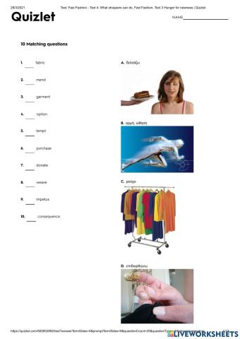 Fast Fashion Vocabulary Quiz on Quizlet