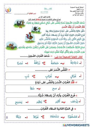 الفهم القرائي لنص تَعَلَّمت درسًا