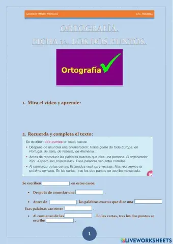 Taller de ortografía. Ficha 12.