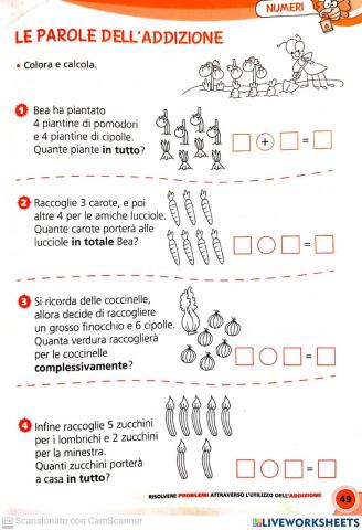 Problemi di addizione