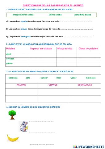 Palabras por el acento