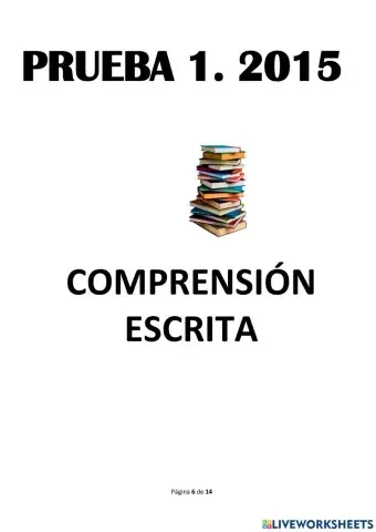 Comprensión escrita. Prueba 2015