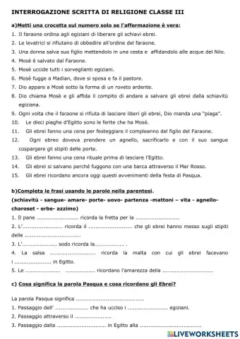 Mosè e la pasqua ebraica